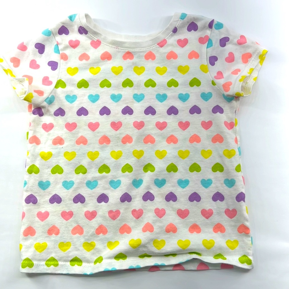 Garanimals Short-sleeve White with Multi-color Hearts Top, Size 2T